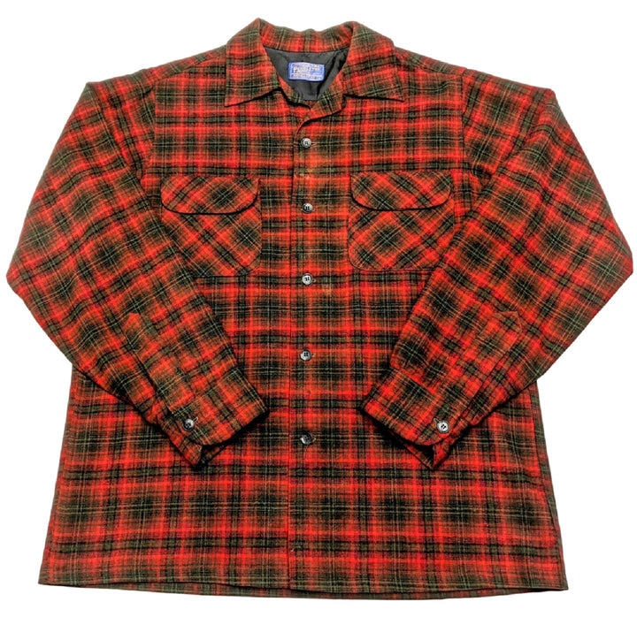 Vintage 1960 Red Loop Collar Pendleton Wool Board Shirt 1 pc 1 lb S0105116 - Raghouse