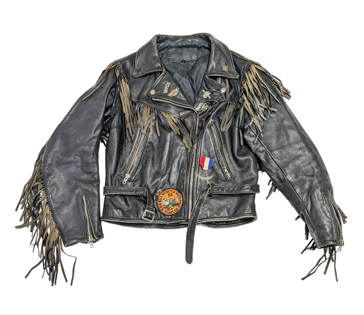 Vintage Leather Fringe Motorcycle Jacket 1 pc 3 lbs  E1218623-05 - Raghouse
