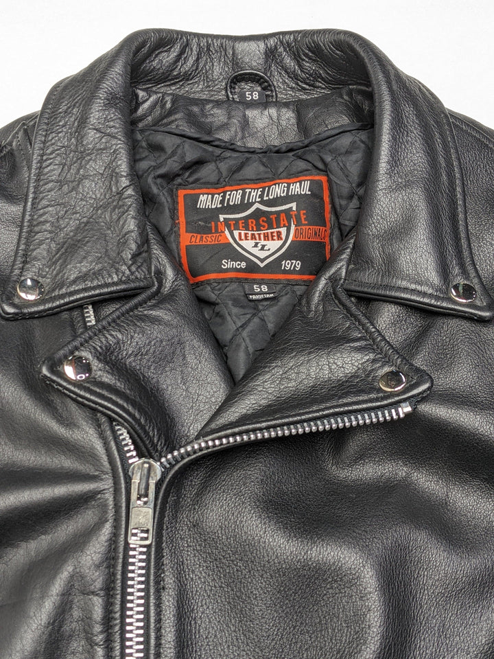 Black Leather Motorcycle Jacket 1 pc 7 lbs B0423216-05