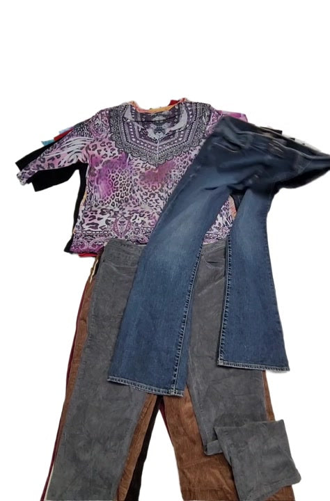 Plus Size Cordury & Denim Pants + Y2K Tees & Tops 33 pcs