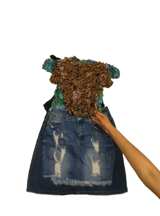 Popcorn Tops + Denim Mini Skirts 18 pcs
