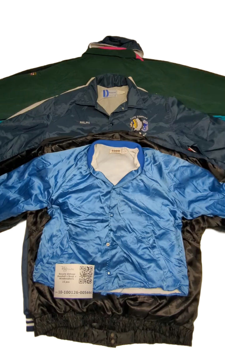 Recycle Vintage Baseball + Snap + Windbreakers 15 pcs