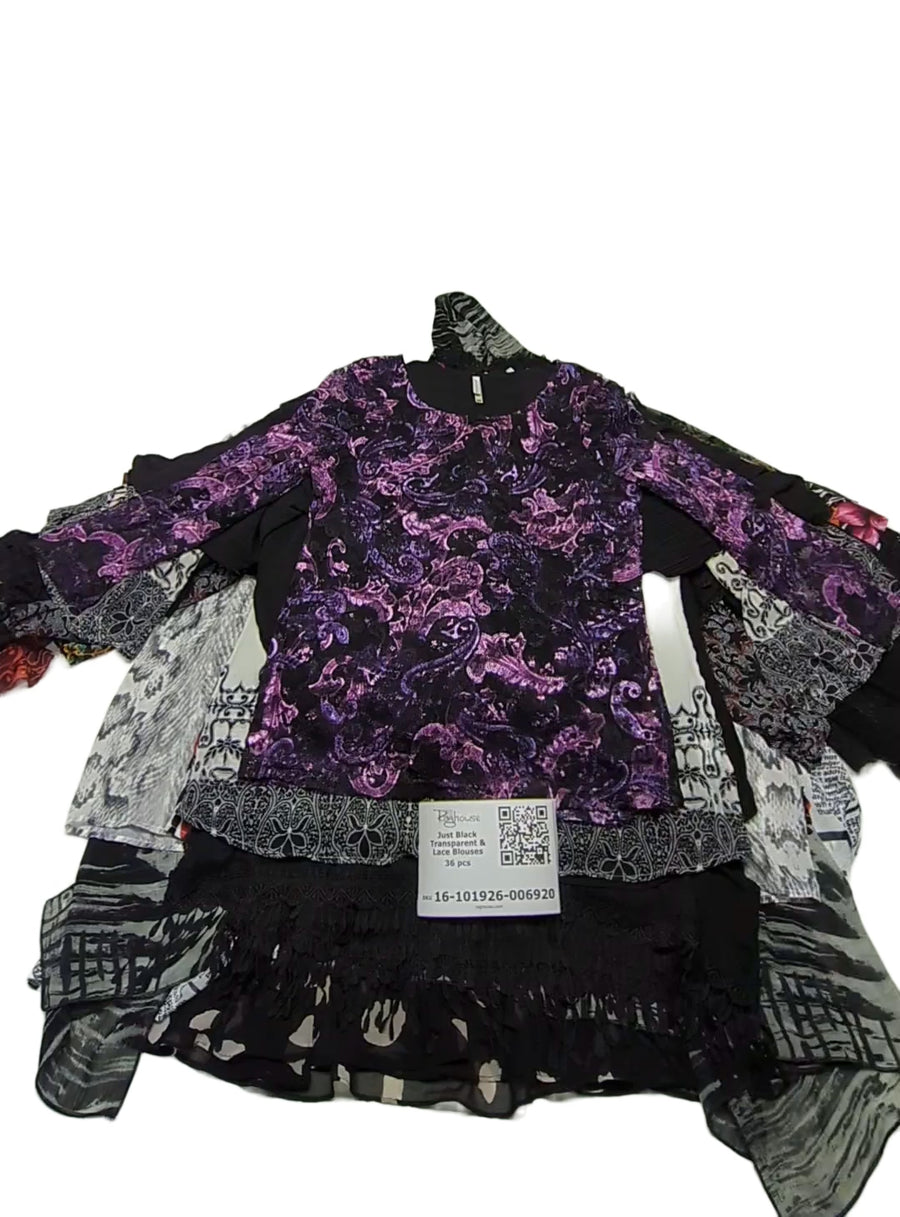 Just Black Transparent & Lace Blouses 36 pcs
