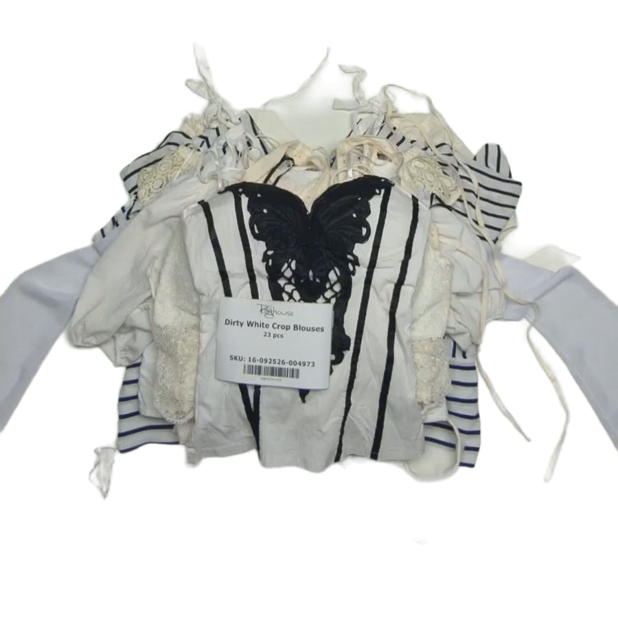 Dirty White Crop Blouses 23 pcs