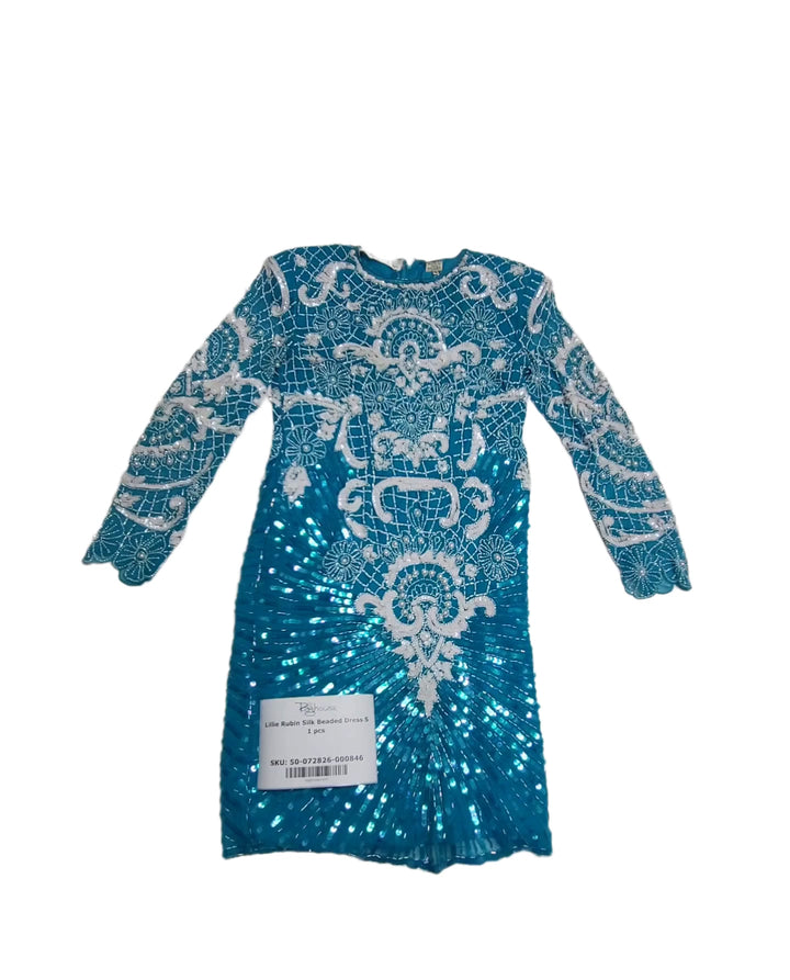 Lillie Rubin Silk Beaded Dress S 1 pcs