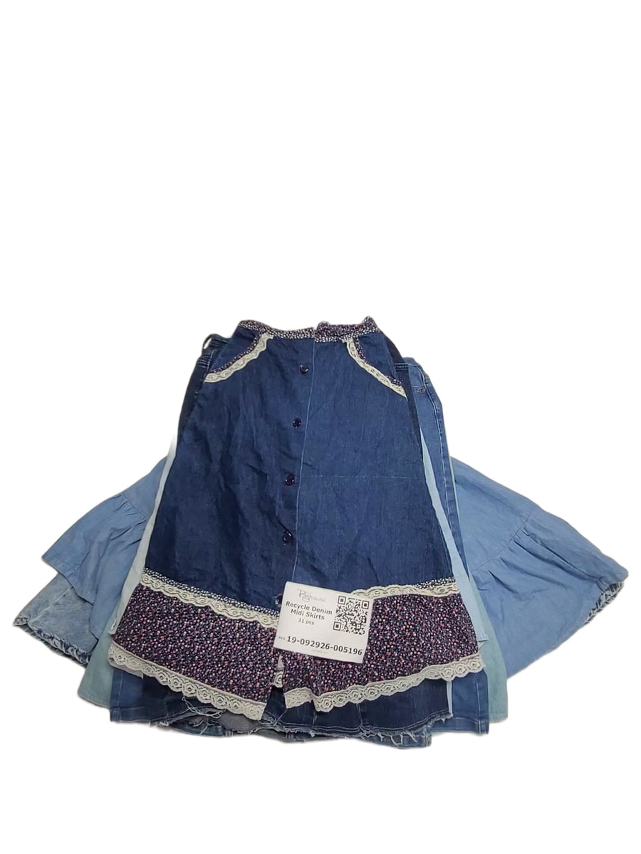 Recycle Denim Midi Skirts 31 pcs