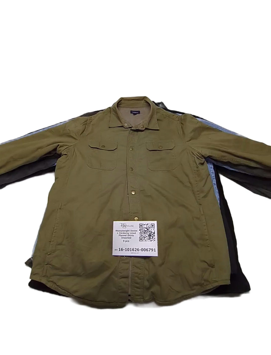 Heavyweight Denim + Corduroy Lined Flannel Shirts Unsorted 9 pcs