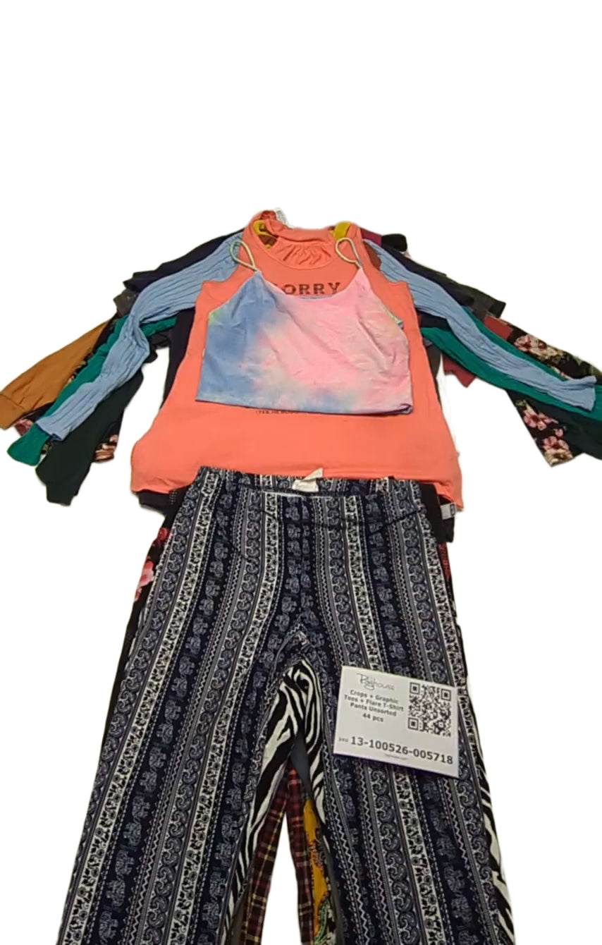 Crops + Graphic Tees + Flare T-Shirt Pants Unsorted 44 pcs