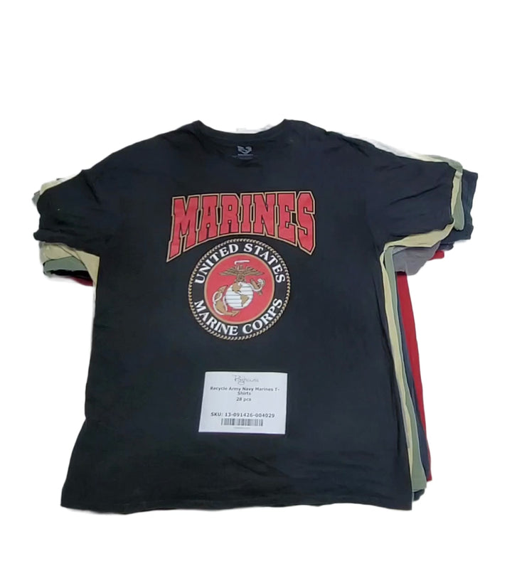 Recycle Army Navy Marines T-Shirts 28 pcs
