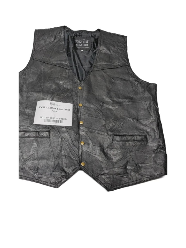 XXXL Leather Biker Vest 1 pc