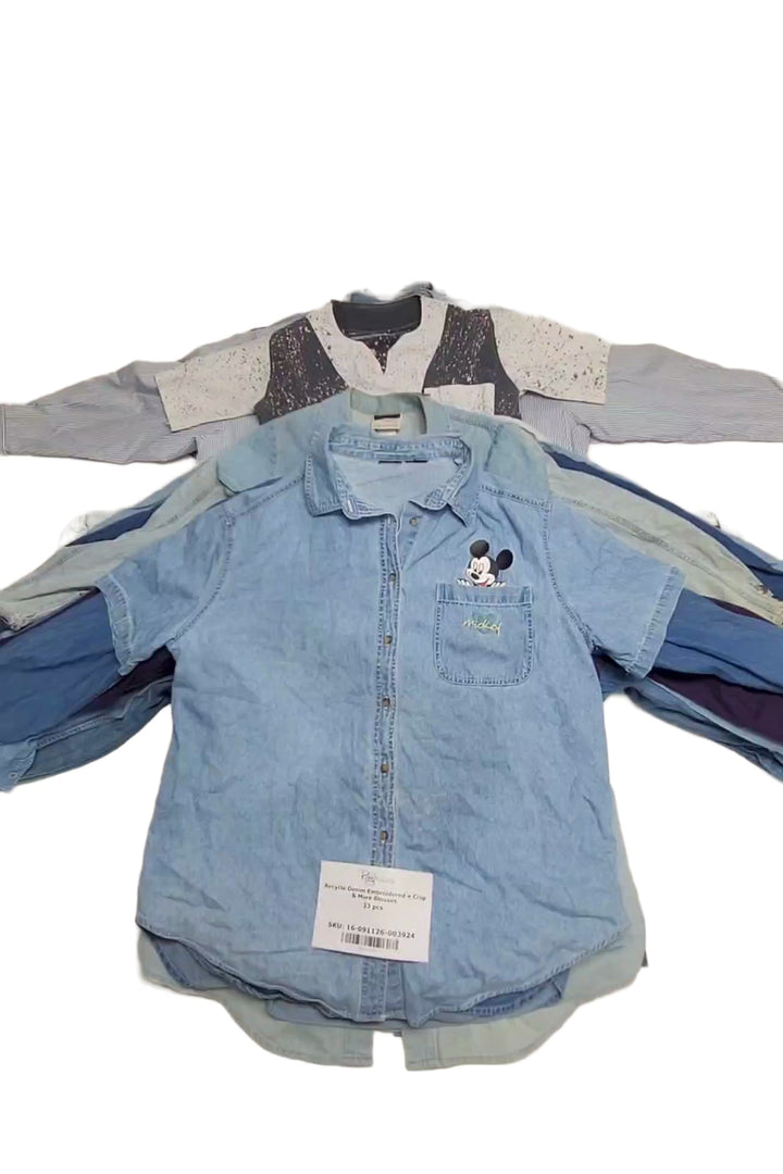Recycle Denim Embroidered + Crop & More Blouses 33 pcs