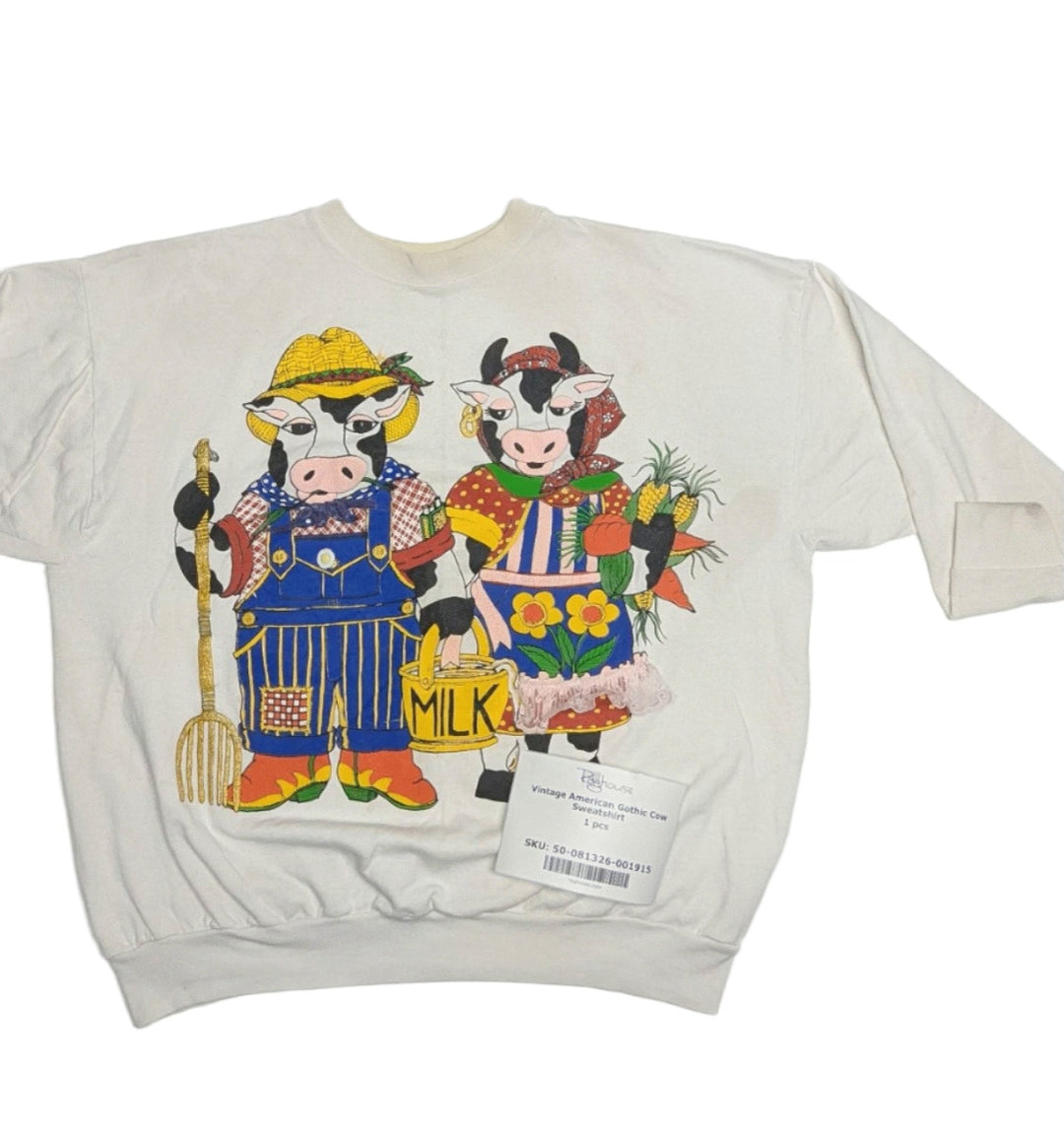 Vintage American Gothic Cow Sweatshirt 1 pc