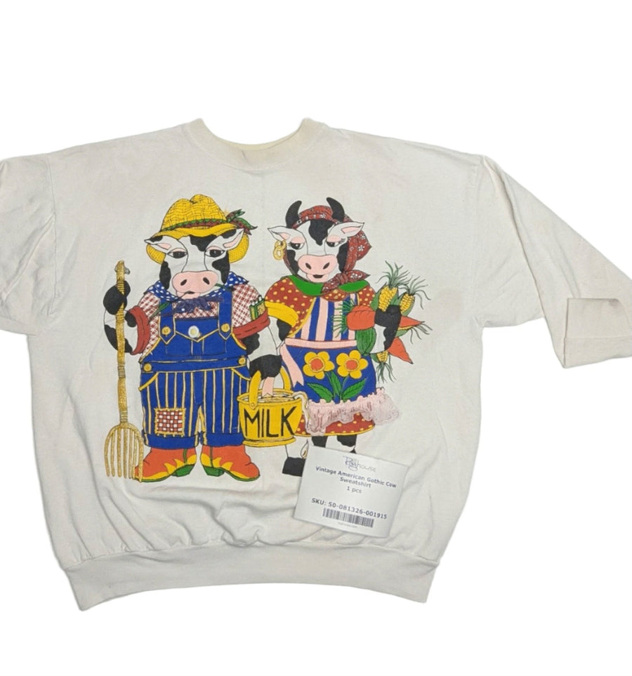 Vintage American Gothic Cow Sweatshirt 1 pc