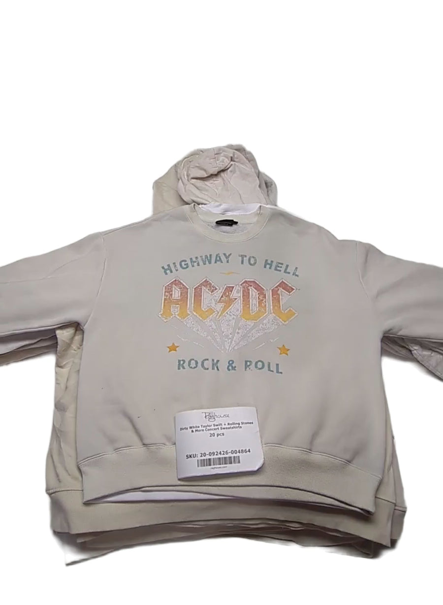 Dirty White Taylor Swift + Rolling Stones & More Concert Sweatshirts 20 pcs