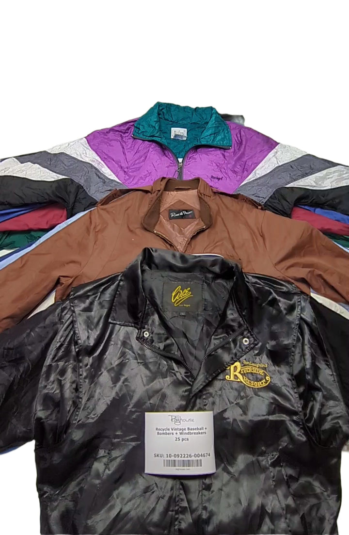 Recycle Vintage Baseball + Bombers + Windbreakers 25 pcs