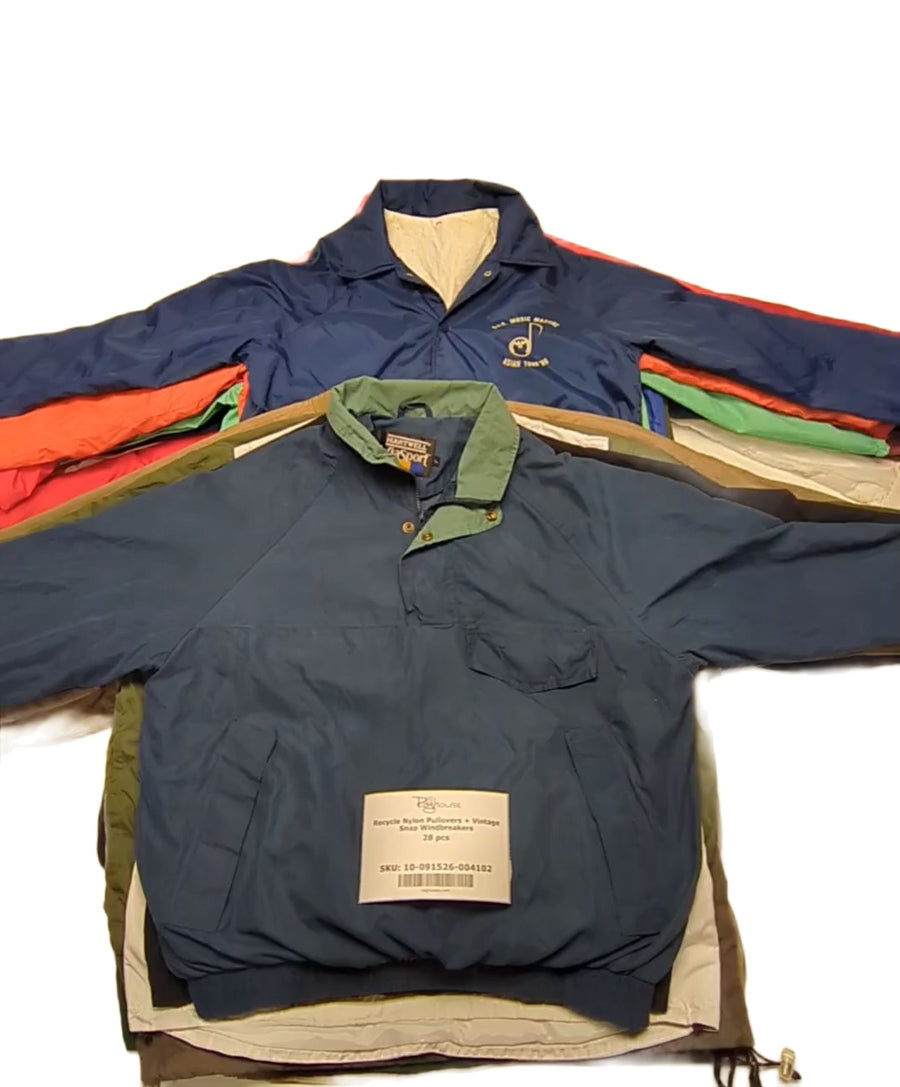 Recycle Nylon Pullovers + Vintage Snap Windbreakers 28 pcs