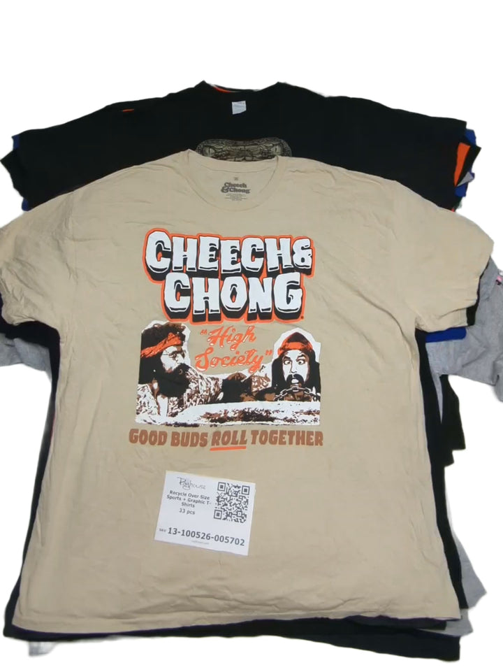 Recycle Over Size Sports + Graphic T-Shirts 33 pcs