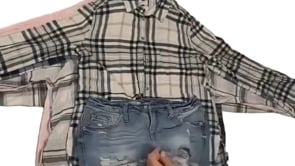Recycle Flannel Corduroy Tops & Denim Cut Offs 35 pcs