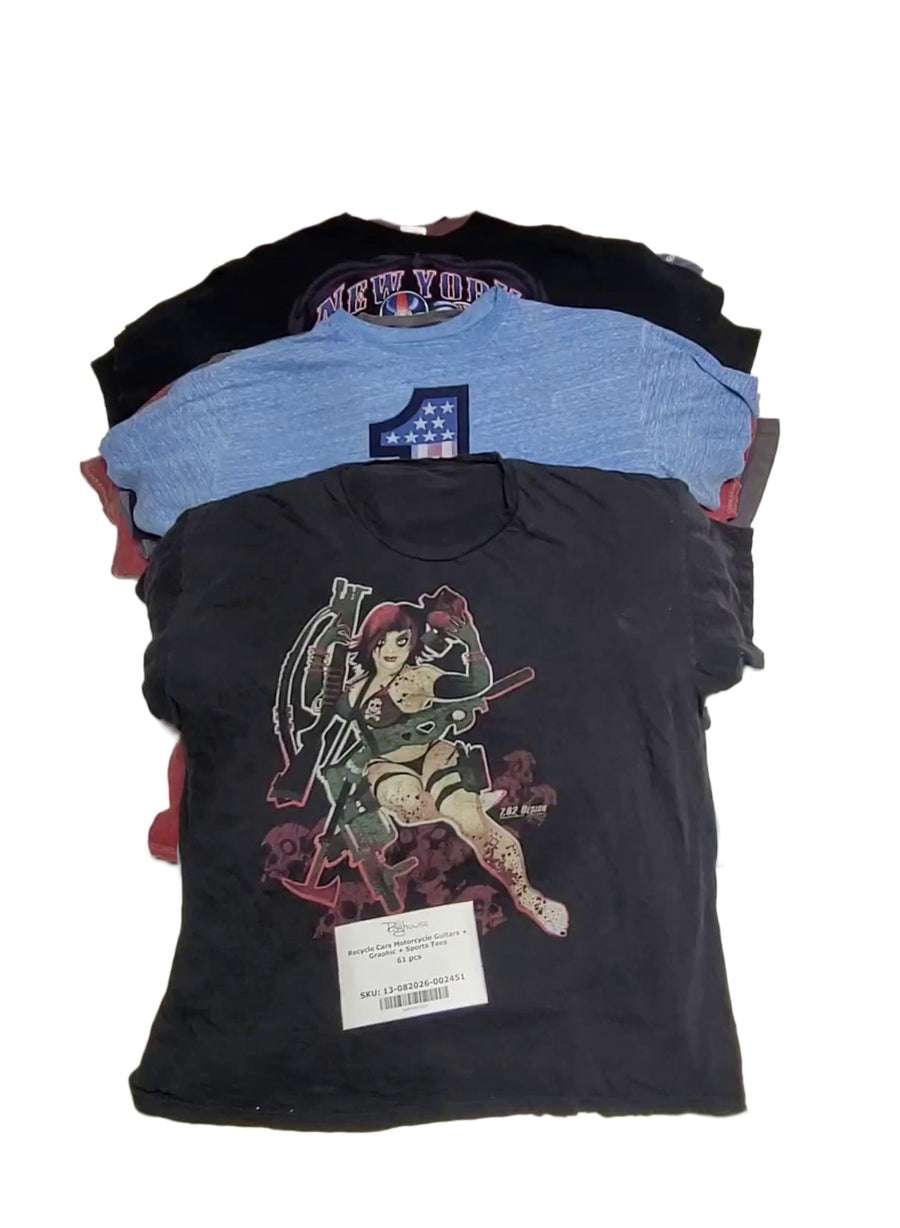 Recycle Cars Motorcycle Guitars + Graphic + Sports Tees 61 pcs