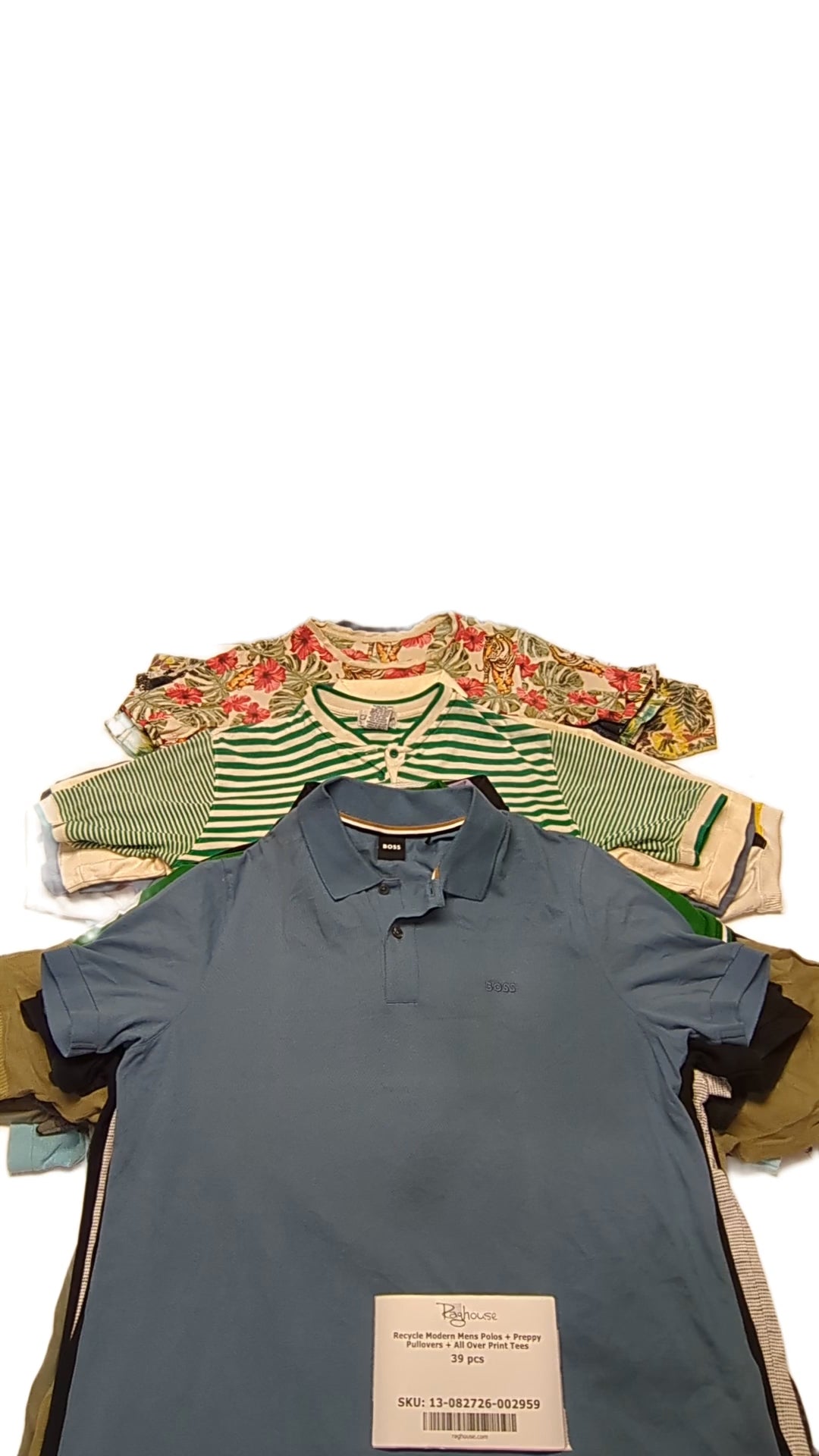 Recycle Modern Mens Polos + Preppy Pullovers + All Over Print Tees 39 pcs