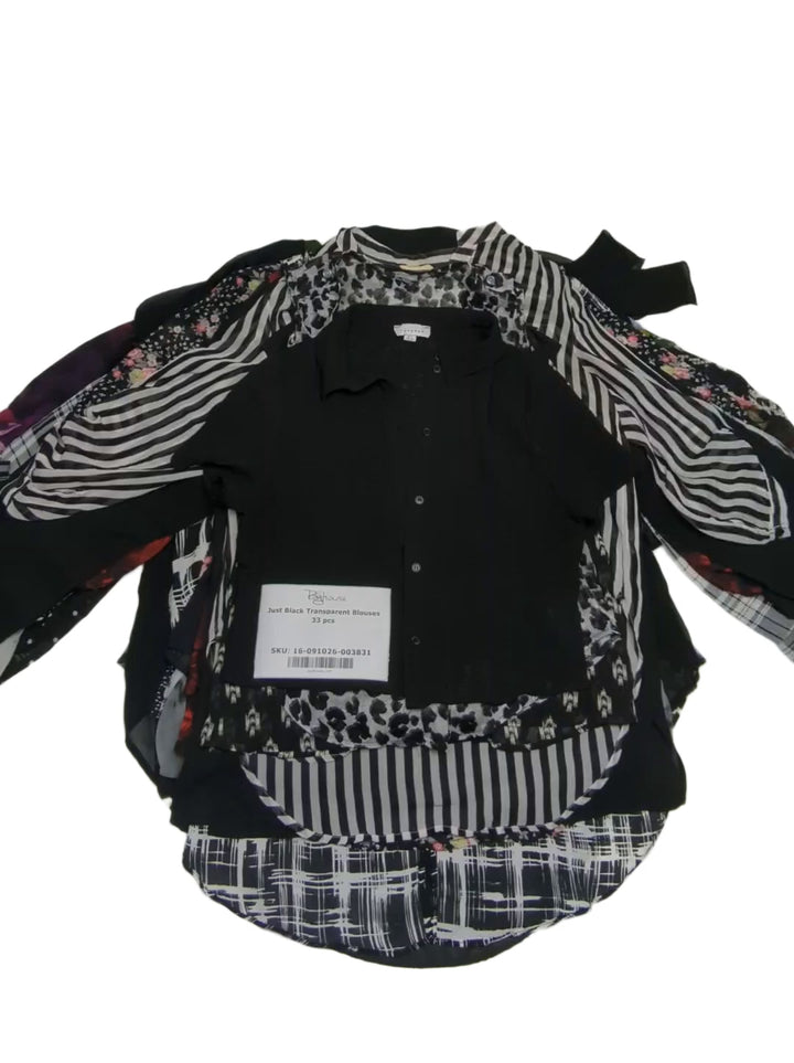 Just Black Transparent Blouses 33 pcs