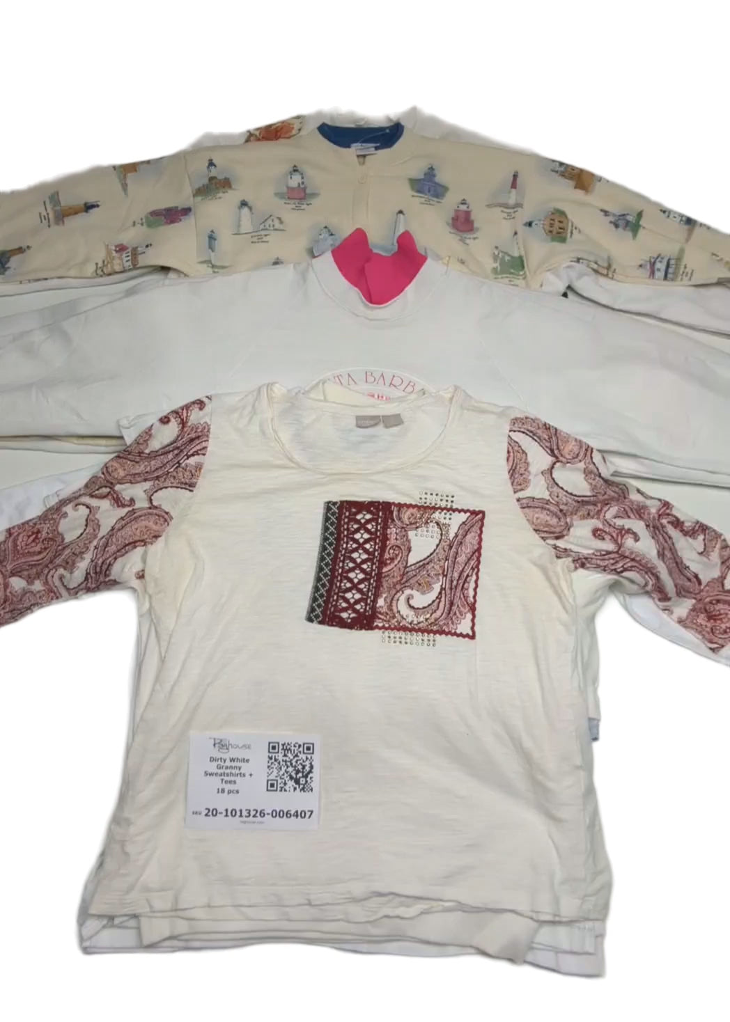 Dirty White Granny Sweatshirts + Tees 18 pcs