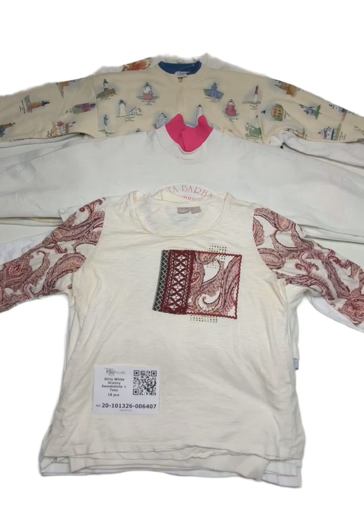Dirty White Granny Sweatshirts + Tees 18 pcs