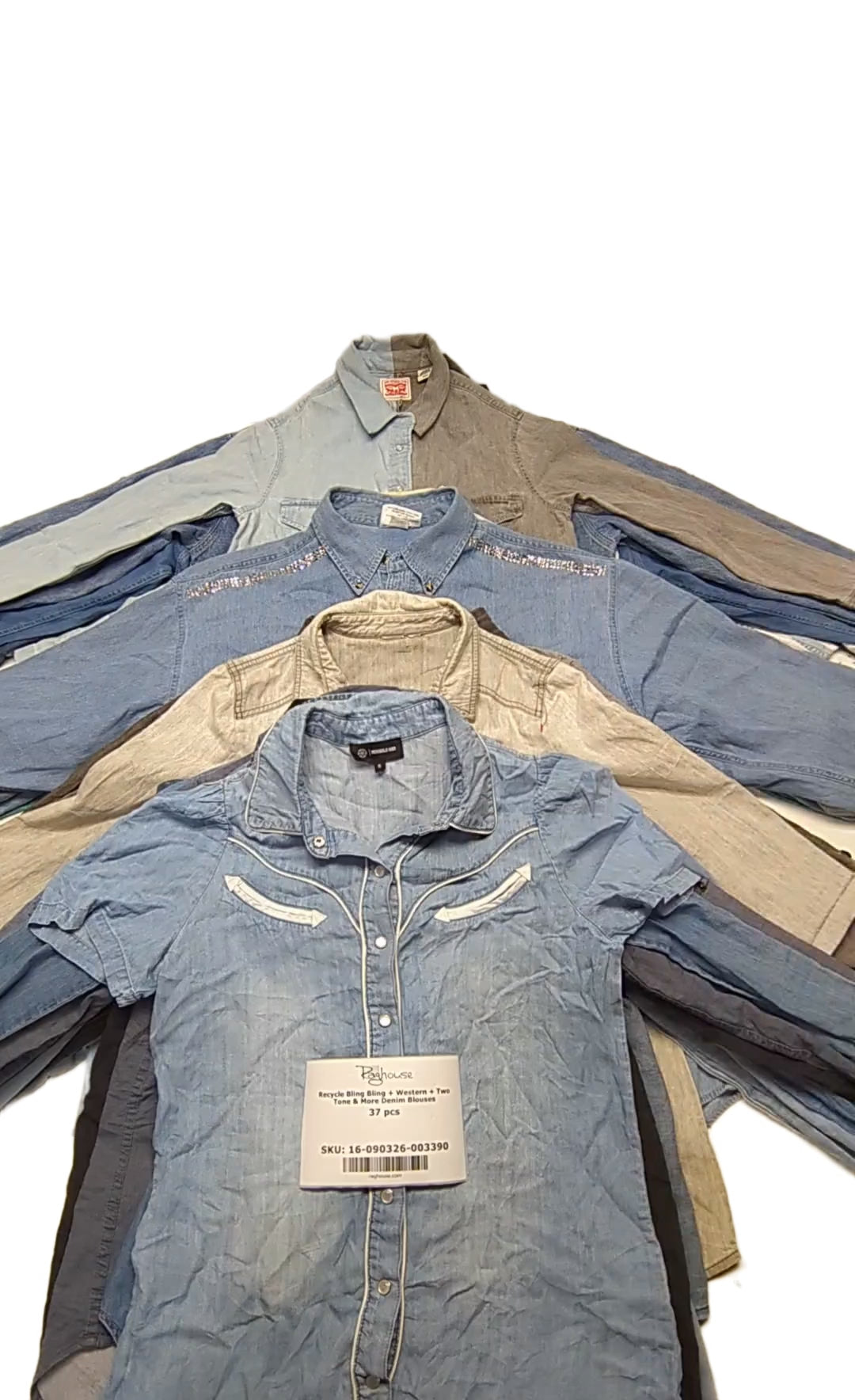 Recycle Bling Bling + Western + Two Tone & More Denim Blouses 37 pcs