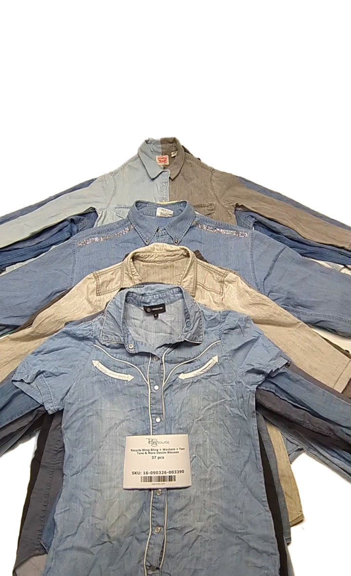Recycle Bling Bling + Western + Two Tone & More Denim Blouses 37 pcs