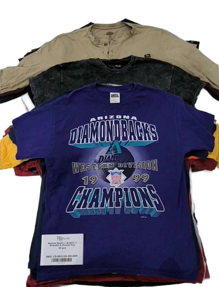Recycle Sports + Graphic + Wrangler & Dickies Tees 55 pcs