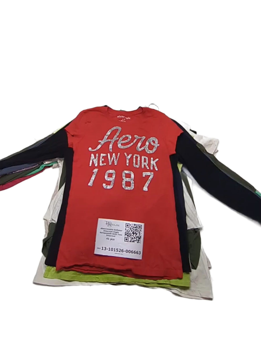 Abercrombie Hollister American Eagle Aeropostale Girls Tees Unsorted 41 pcs
