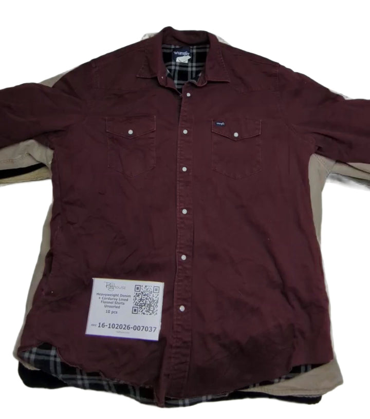 Heavyweight Denim + Corduroy Lined Flannel Shirts Unsorted 10 pcs
