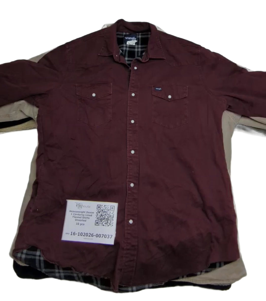 Heavyweight Denim + Corduroy Lined Flannel Shirts Unsorted 10 pcs