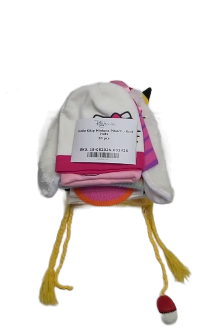 Hello Kitty Minions Pikachu Knit Hats 20 pcs