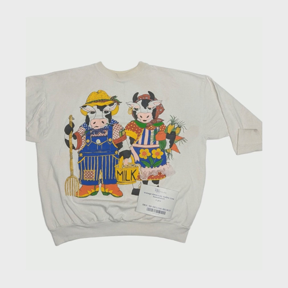 Vintage American Gothic Cow Sweatshirt 1 pc