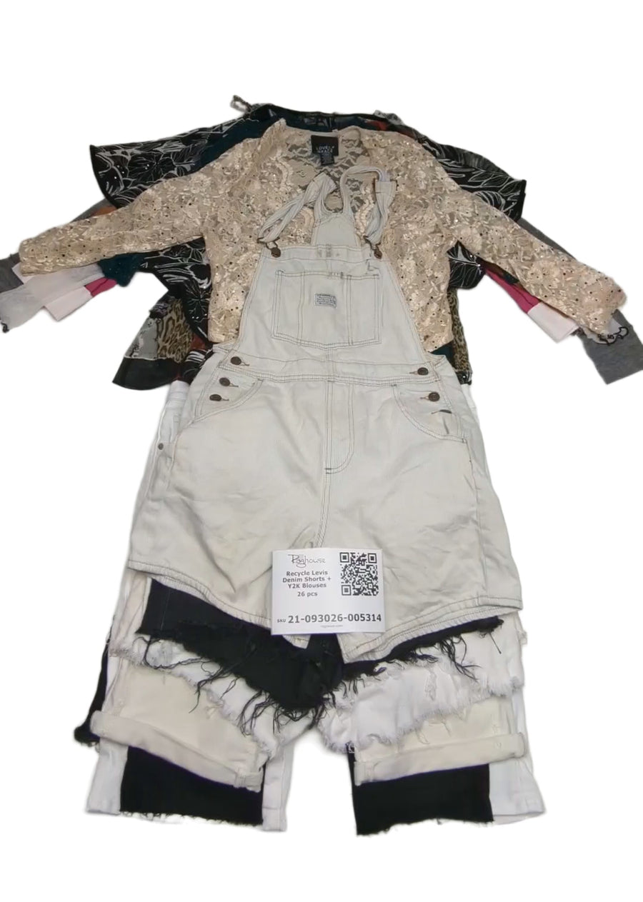 Recycle Levis Denim Shorts + Y2K Blouses 26 pcs