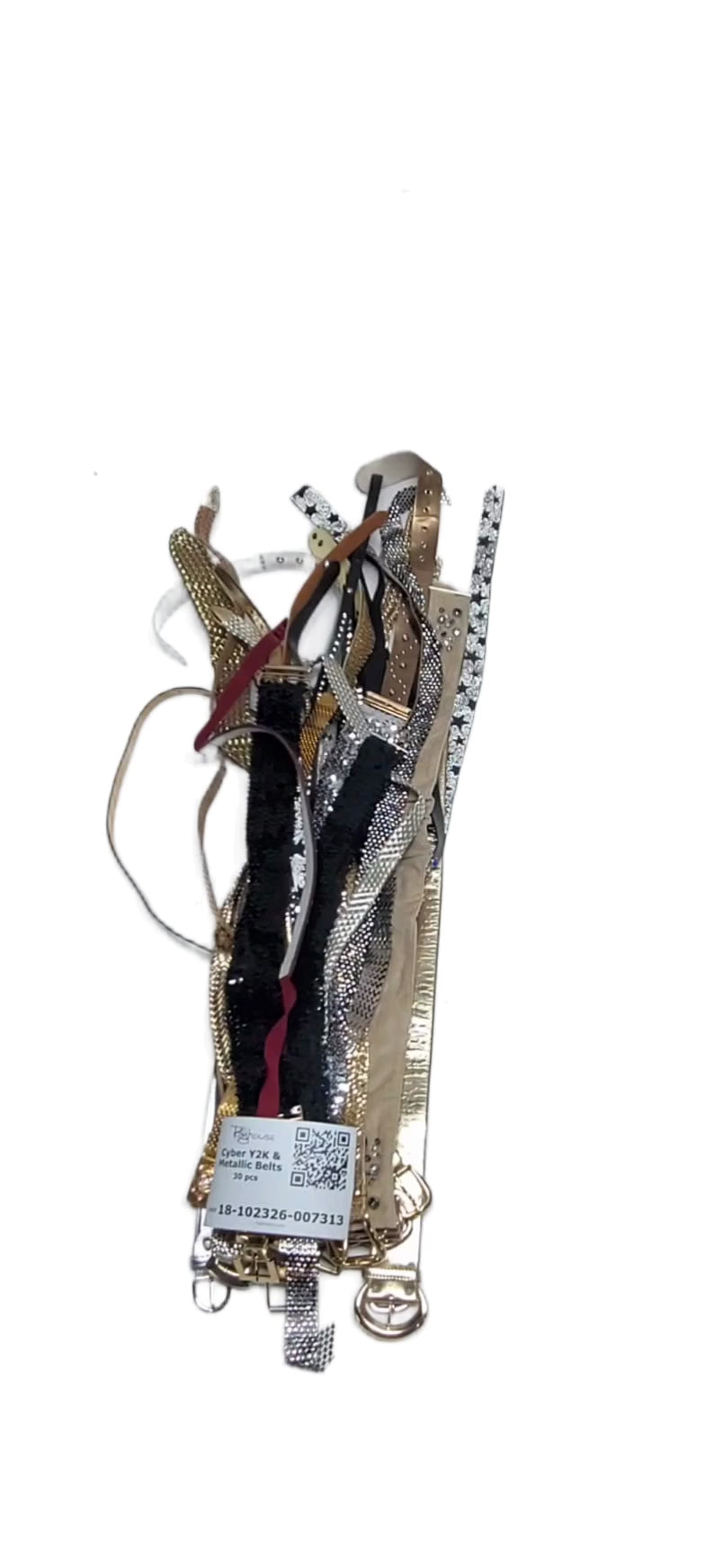 Cyber Y2K & Metallic Belts 30 pcs