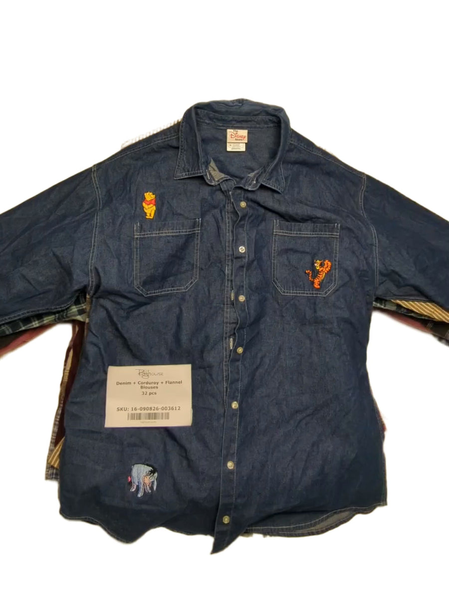 Denim + Corduroy + Flannel Blouses 32 pcs