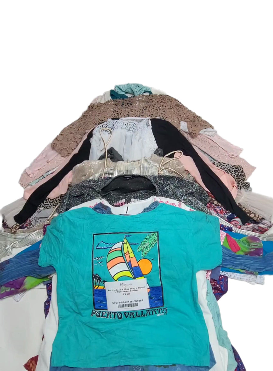 Recycle Lace + Bling Bling + Hippie + Transparent Blouses 83 pcs