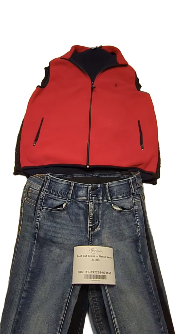 Boot Cut Jeans + Fleece Vests 21 pcs