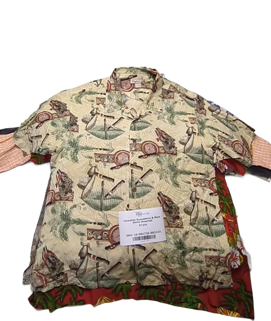 Hawaiian Guayaberra & More Shirts Unsorted 47 pcs