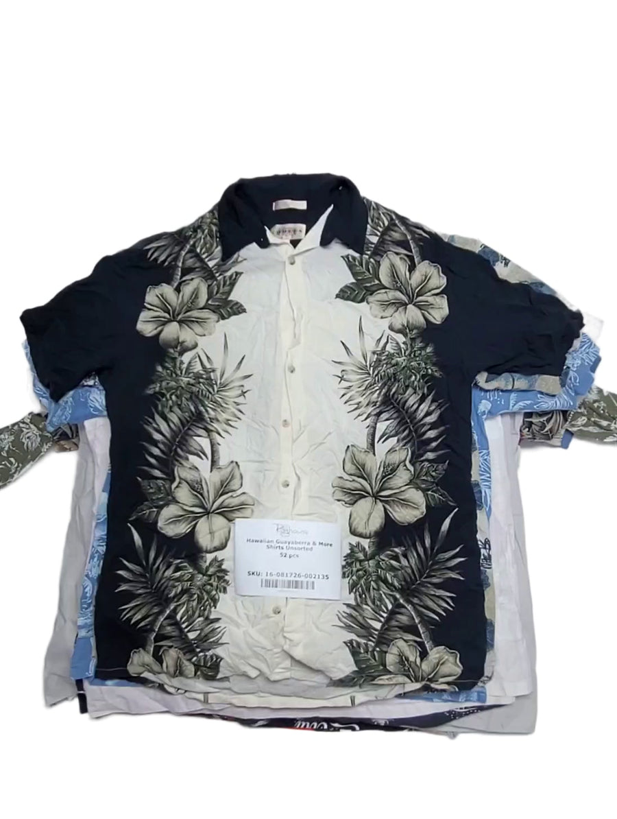 Hawaiian Guayaberra & More Shirts Unsorted 52 pcs