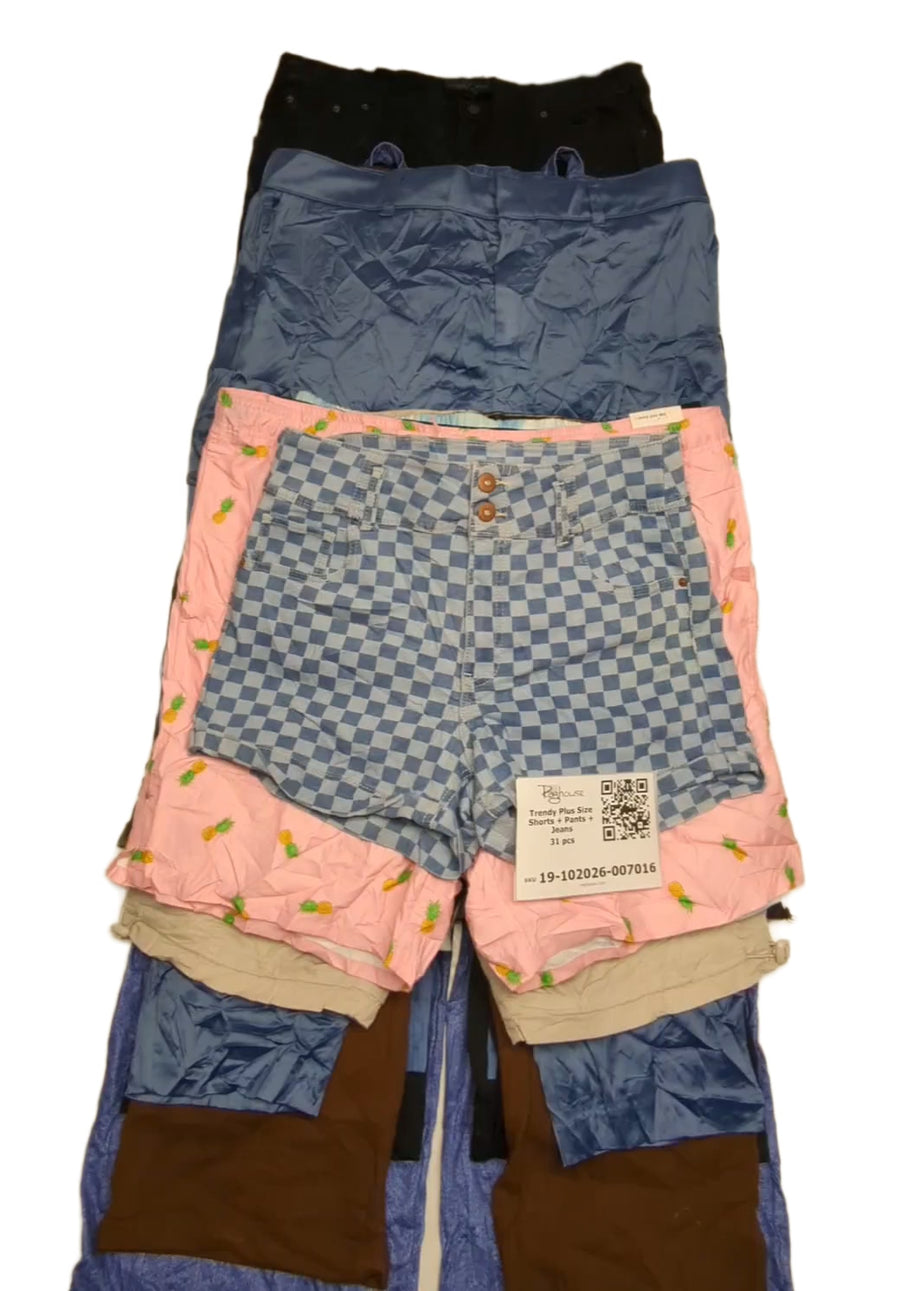 Trendy Plus Size Shorts + Pants + Jeans 31 pcs