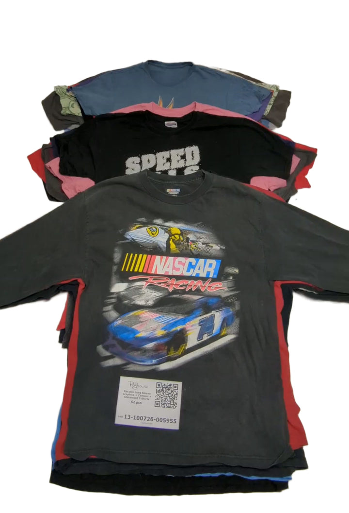 Recycle Long Sleeve Graphics + Cartoon + Statement T-Shirts 62 pcs