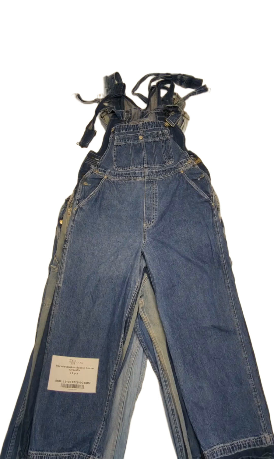 Recycle Broken Buckle Denim Overalls 11 pcs