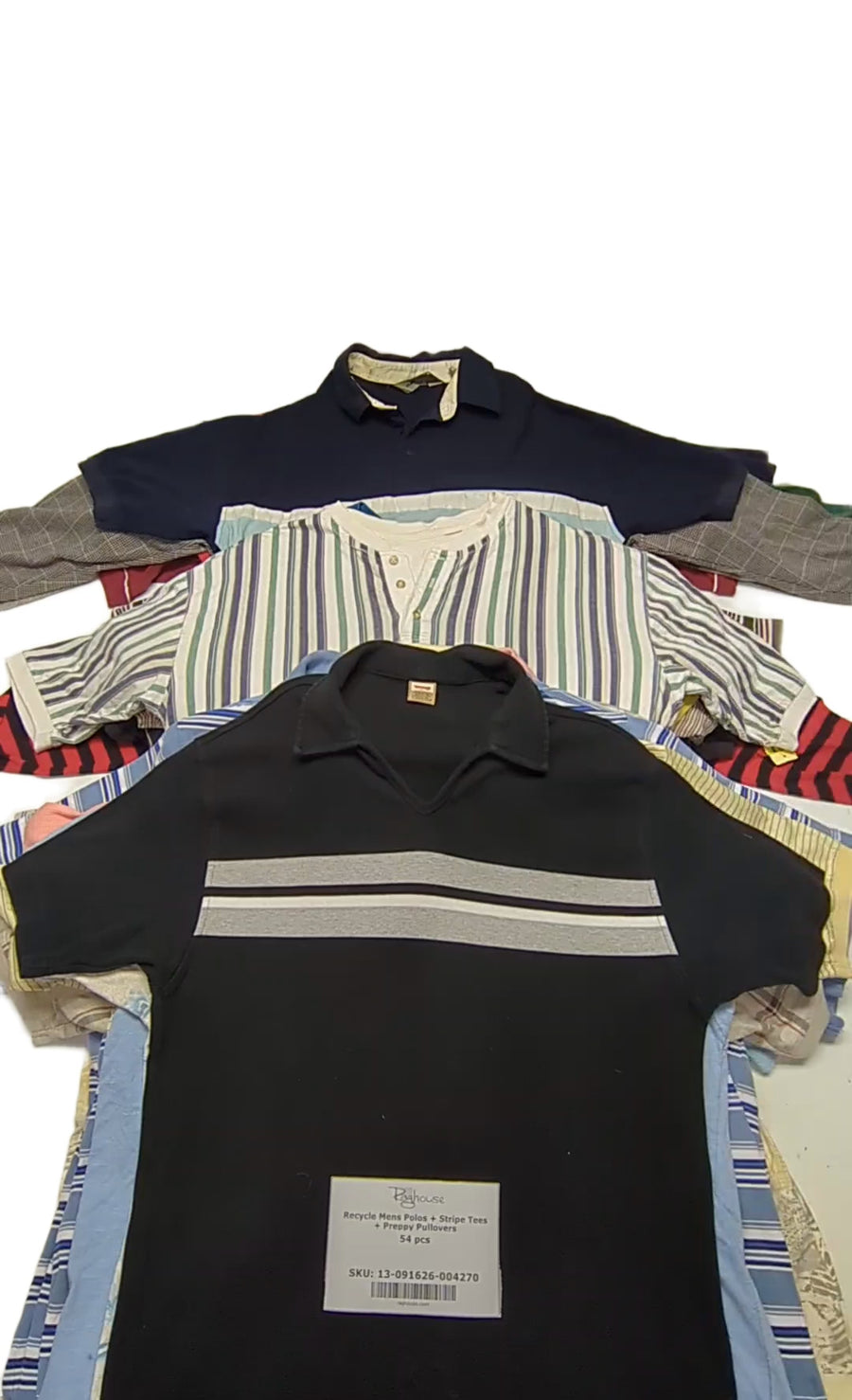 Recycle Mens Polos + Stripe Tees + Preppy Pullovers 54 pcs