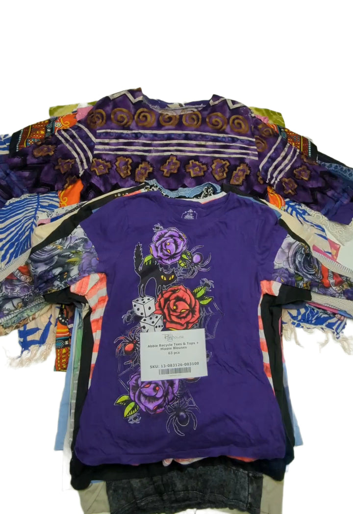Abbie Recycle Tees & Tops + Hippie Blouses 63 pcs