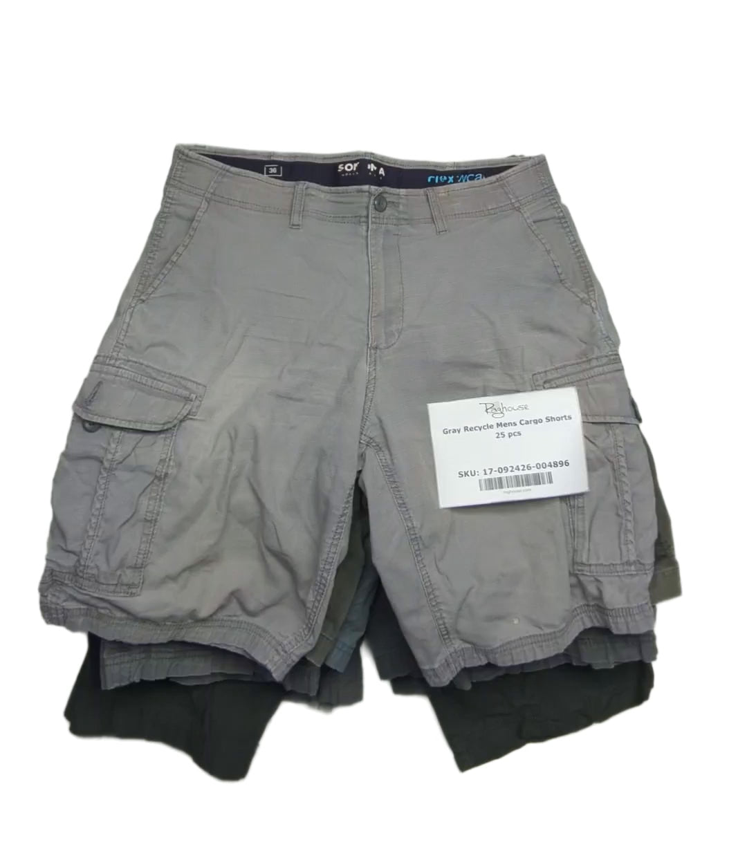Gray Recycle Mens Cargo Shorts 25 pcs