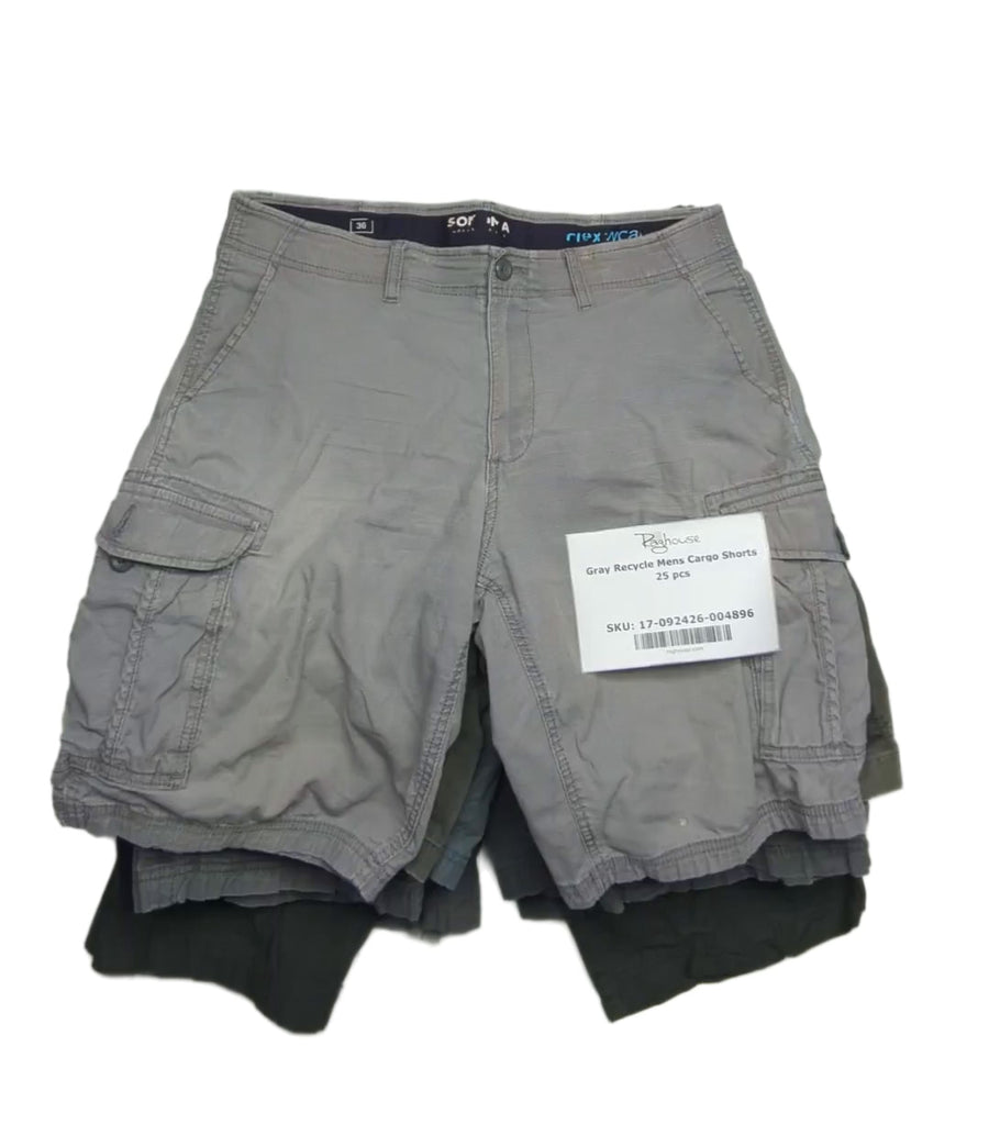 Gray Recycle Mens Cargo Shorts 25 pcs