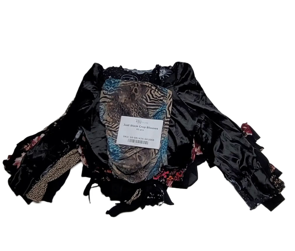 Just Black Crop Blouses 63 pcs